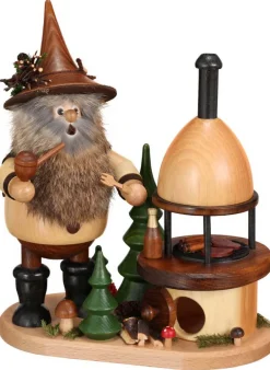 DWU Drechselwerkstatt Uhlig Räuchermännchen*Räuchermännchen Wichtel am Grillofen, 26 cm von