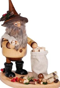 DWU Drechselwerkstatt Uhlig Räuchermännchen*Räuchermännchen Wichtel Astsammler, 26 cm von