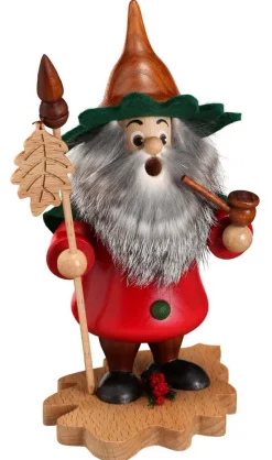DWU Drechselwerkstatt Uhlig Räuchermännchen*Räuchermännchen Wichtel mit Eichenblatt, 18 cm von
