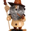 DWU Drechselwerkstatt Uhlig Räuchermännchen*Räuchermännchen Wichtel mit Birkenblatt, 18 cm von