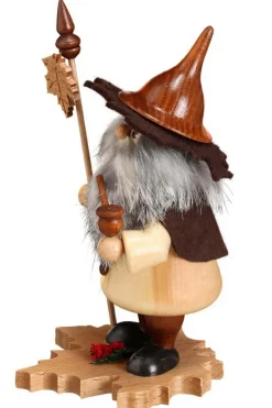 DWU Drechselwerkstatt Uhlig Räuchermännchen*Räuchermännchen Wichtel mit Ahornblatt, 18 cm von