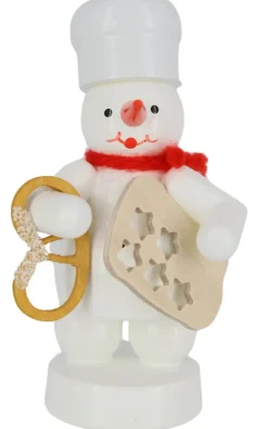 Zenker Holzfiguren & Dekofiguren*Schneemann Bäcker mit Brezel und Sternenform, , 8 cm von Ralf