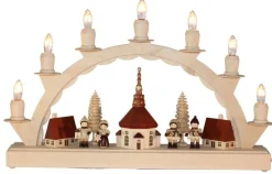 SEIFFENcom by Nestler GmbH Neuheiten | Schwibbogen*Schwibbogen Seiffener Dorf mit Romy Thiel Kindern, 38 cm von SEIFFEN.COM