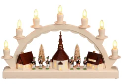 SEIFFENcom by Nestler GmbH Schwibbogen*Schwibbogen Seiffener Dorf mit Bergmannskapelle von SEIFFEN.COM