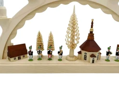 SEIFFENcom by Nestler GmbH Schwibbogen*Schwibbogen Seiffener Dorf mit Bergmannskapelle von SEIFFEN.COM