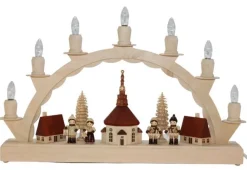 SEIFFENcom by Nestler GmbH Neuheiten | Schwibbogen*Schwibbogen Seiffener Dorf mit Romy Thiel Kindern, 38 cm von SEIFFEN.COM