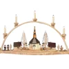 Knuth Neuber Einzelstücke | Schwibbogen*Schwibbogen Seiffener Kirche mit beleuchteter Häusern und Laternen, 67 cm von