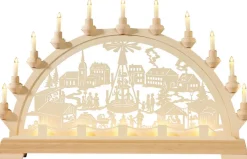 KWO Neuheiten | Schwibbogen*Schwibbogen Weihnachtsmarkt mit Pyramide, 65 cm von