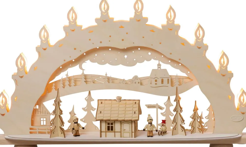 Weigla Holzkunst Schwibbogen*Schwibbogen Winterzauberland mit Räucherhäuschen von Weigla