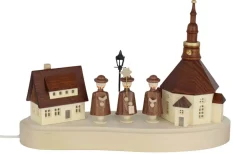 SEIFFENcom by Nestler GmbH Sockelbrett*Sockel mit Seiffener Dorf und Kurrende, 20 cm, von SEIFFEN.COM