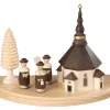 Albin Preißler Sockelbrett*Sockel mit Seiffener Kirche und Kurrende, 20 cm von
