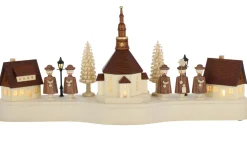 SEIFFENcom by Nestler GmbH Sockelbrett*Sockel Seiffener Dorf und Kurrende, beleuchtet, 36 cm von SEIFFEN.COM