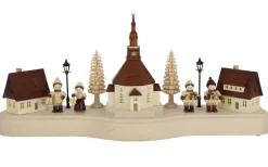SEIFFENcom by Nestler GmbH Sockelbrett*Sockelbrett Seiffener Dorf mit Striezelkinder, beleuchtet, 36 cm von SEIFFEN.COM