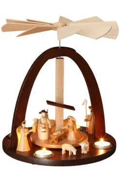 Theo Lorenz Teelichtpyramiden | Weihnachtspyramiden*Teelichtpyramide Heilige Familie, 33 cm von