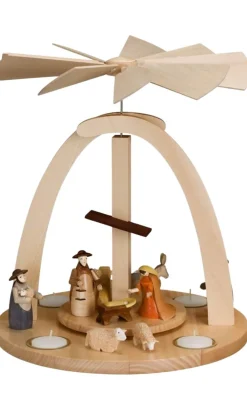 Theo Lorenz Teelichtpyramiden | Weihnachtspyramiden*Teelichtpyramide Heilige Familie, 33 cm von