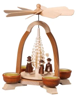 Thomas Preißler Teelichtpyramiden | Weihnachtspyramiden*Teelicht-Weihnachtspyramide mit Kurrende, 24 cm von