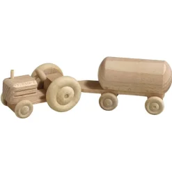 Robbi Weber Holzauto*Traktor mit Anhänger Tank, von