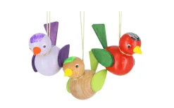 SEIFFENcom by Nestler GmbH Neuheiten | Frühlingsdeko*Vögel zum Hängen, 3 Stück, lila/rot/braun von SEIFFEN.COM
