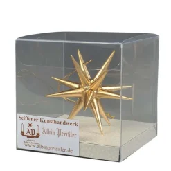 Albin Preißler Christbaumschmuck*Weihnachtsbaumschmuck aus Holz, Stern gold, 7 cm von