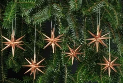 Albin Preißler Christbaumschmuck*Weihnachtsbaumschmuck aus Holz, Weihnachtssterne kupfer, 6-teilig von