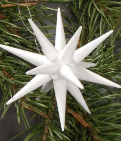 Albin Preißler Christbaumschmuck*Weihnachtsbaumschmuck aus Holz, Weihnachtssterne weiß, 6-teilig von