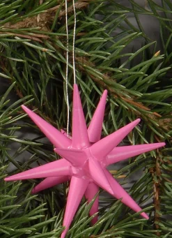 Albin Preißler Christbaumschmuck*Weihnachtsbaumschmuck aus Holz, Weihnachtssterne pink, 6-teilig von