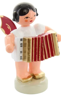 Figurenland Uhlig GmbH Weihnachtsengel*Weihnachtsengel mit Akkordeon und roten Flügeln von Figurenland Uhlig