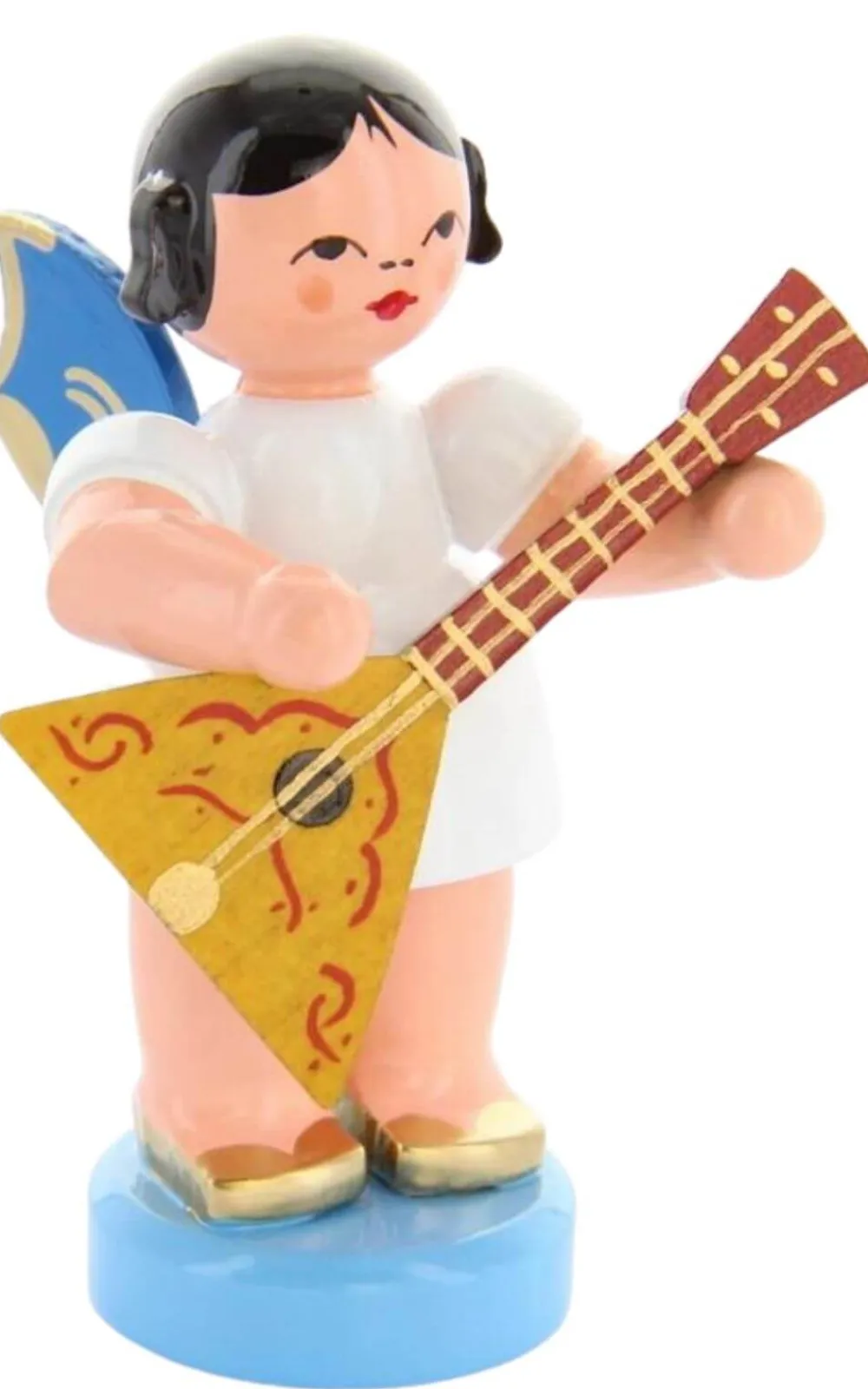 Figurenland Uhlig GmbH Weihnachtsengel*Weihnachtsengel mit Balalaika und blauen Flügeln von Figurenland Uhlig