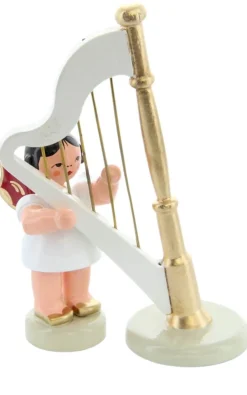 Figurenland Uhlig GmbH Weihnachtsengel*Weihnachtsengel mit Harfe und roten Flügeln von Figurenland Uhlig