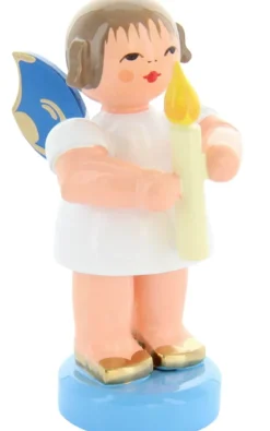 Figurenland Uhlig GmbH Weihnachtsengel*Weihnachtsengel mit Kerze und blauen Flügeln von