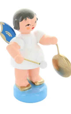 Figurenland Uhlig GmbH Weihnachtsengel*Weihnachtsengel mit kleinem Gong und blauen Flügeln von Figurenland Uhlig