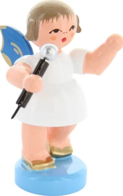 Figurenland Uhlig GmbH Weihnachtsengel*Weihnachtsengel mit Mikrofon und blauen Flügeln von Figurenland Uhlig