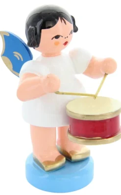 Figurenland Uhlig GmbH Weihnachtsengel*Weihnachtsengel stehend mit Trommel und blauen Flügeln von