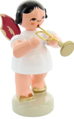 Figurenland Uhlig GmbH Weihnachtsengel*Weihnachtsengel stehend mit Trompete und roten Flügeln von