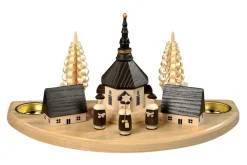 Albin Preißler Kerzenhalter Weihnachten*Weihnachtskerzenhalter für Teelichte mit Seiffener Dorf und Kurrende, 30 cm von