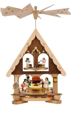 Richard Glässer GmbH Neuheiten | Auslaufartikel*Weihnachtspyramide - Adventshaus mit Engelbäckerei, 36 cm von Richard Glässer