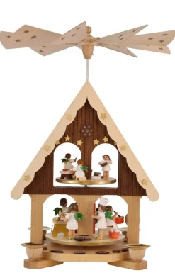 Richard Glässer GmbH Neuheiten | Auslaufartikel*Weihnachtspyramide - Adventshaus mit Engelbäckerei, 36 cm von Richard Glässer