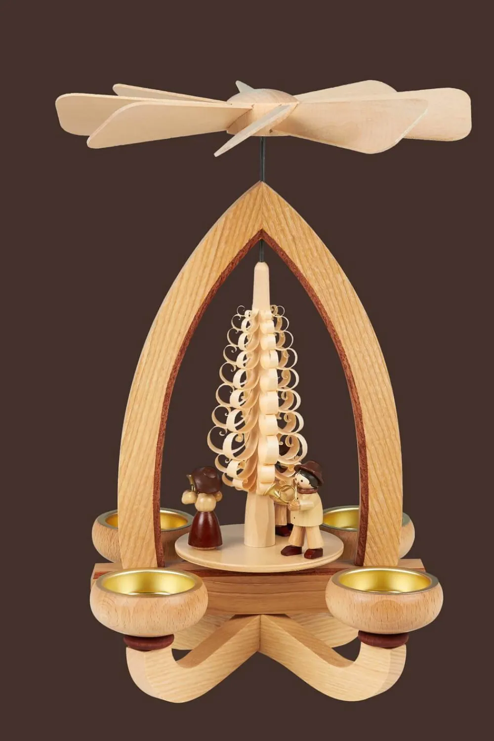 Heinz Lorenz Weihnachtspyramiden*Weihnachtspyramide Bläsertrio, 28 cm für Teelichte von