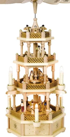Richard Glässer GmbH Einzelstücke | Weihnachtspyramiden*Weihnachtspyramide Christi Geburt, 4 - stöckig, elektrisch von Richard Glässer