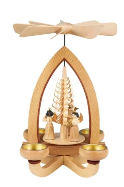 Heinz Lorenz Weihnachtspyramiden*Weihnachtspyramide Faltenrockengel für Teelichte, 28 cm von