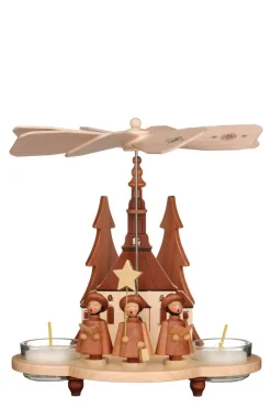Christian Ulbricht Weihnachtspyramiden*Weihnachtspyramide für Teelichte mit Kurrende, 20 cm, von
