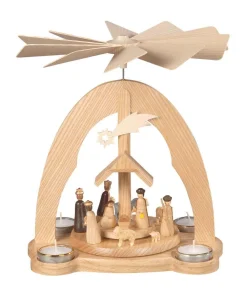 Albin Preißler Teelichtpyramiden*Weihnachtspyramide für Teelichte mit Heilige Familie, 28 cm, von