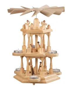 Albin Preißler Teelichtpyramiden | Weihnachtspyramiden*Weihnachtspyramide für Teelichte mit Heilige Familie, , 41 cm von