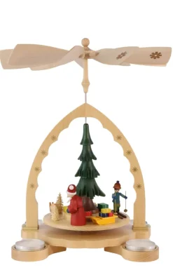 Richard Glässer GmbH Weihnachtspyramiden*Weihnachtspyramide für Teelichte mit Bescherung, 27 cm, von Richard Glässer