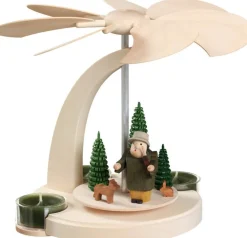 Seiffener Volkskunst eG Auslaufartikel*Weihnachtspyramide für Teelichte mit Waldmotiv, 18 cm von