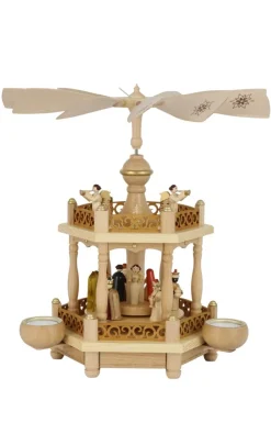 Richard Glässer GmbH Weihnachtspyramiden*Weihnachtspyramide für Teelichte Heilige Familie, 1 - stöckig, 35 cm von Richard Glässer