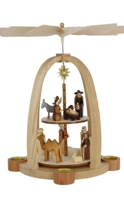 Knuth Neuber Weihnachtspyramiden*Weihnachtspyramide für Teelichte mit Krippe, 2 - stöckig von