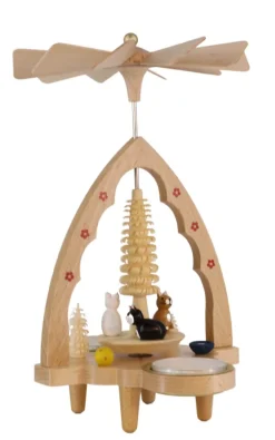 Richard Glässer GmbH Neuheiten | Auslaufartikel*Weihnachtspyramide für Teelichte mit Katzen, 20 cm von Richard Glässer