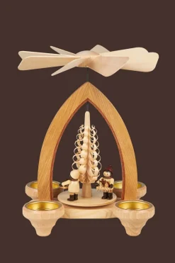 Heinz Lorenz Teelichtpyramiden | Weihnachtspyramiden*Weihnachtspyramide für Teelichte mit Striezelkinder, 26 cm von