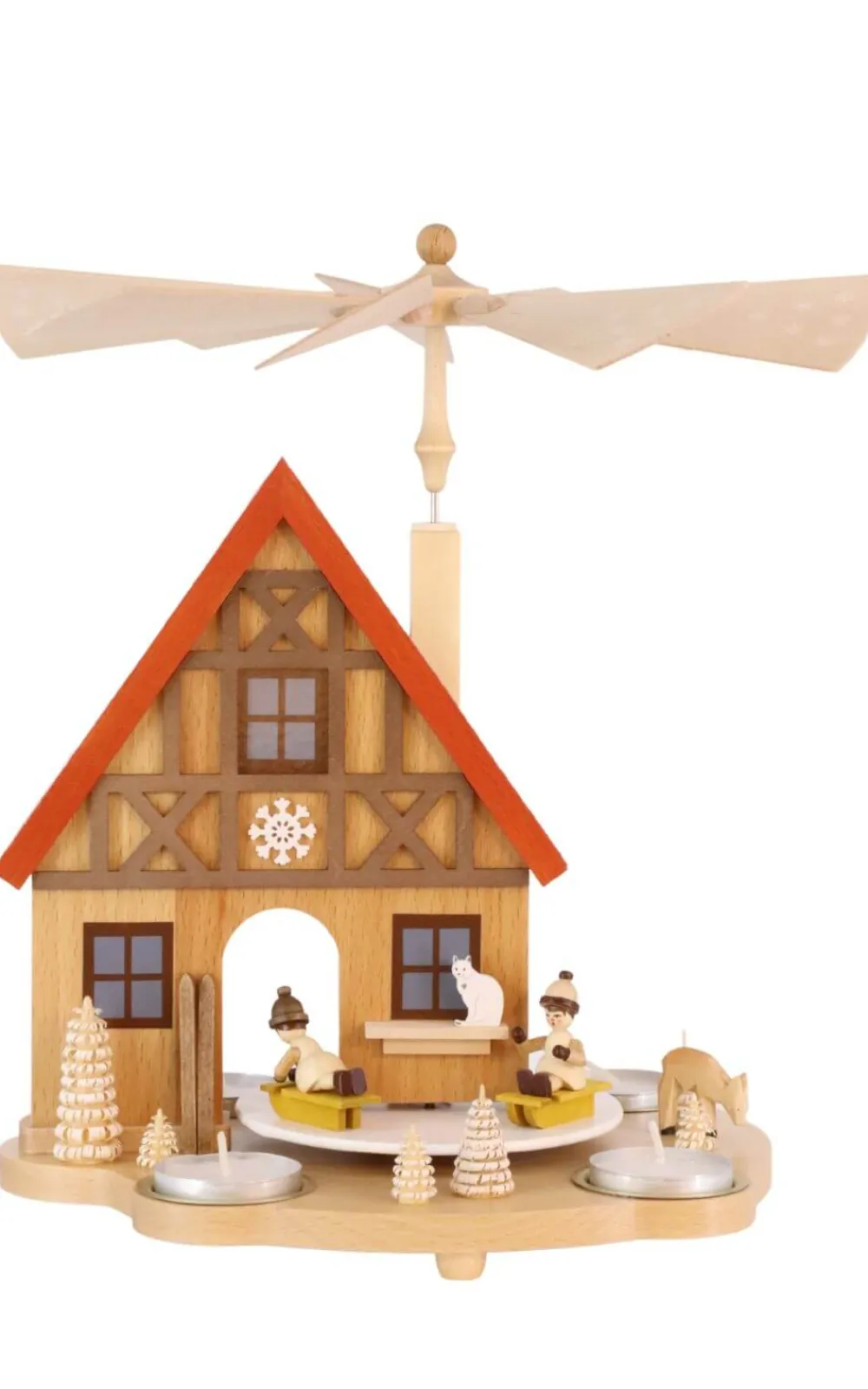 Richard Glässer GmbH Weihnachtspyramiden*Weihnachtspyramide Haus mit Winterkinder, 29 cm von Richard Glässer